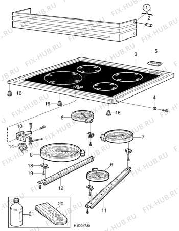 Взрыв-схема комплектующей Elektro Helios SK7137 - Схема узла H10 Hob